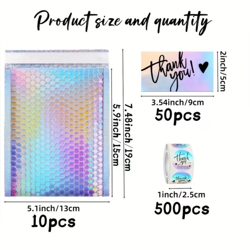Small Business Holographic Thank You Shipping Bundle Card Stickers 560 pcs Lot - Picture 2 of 4